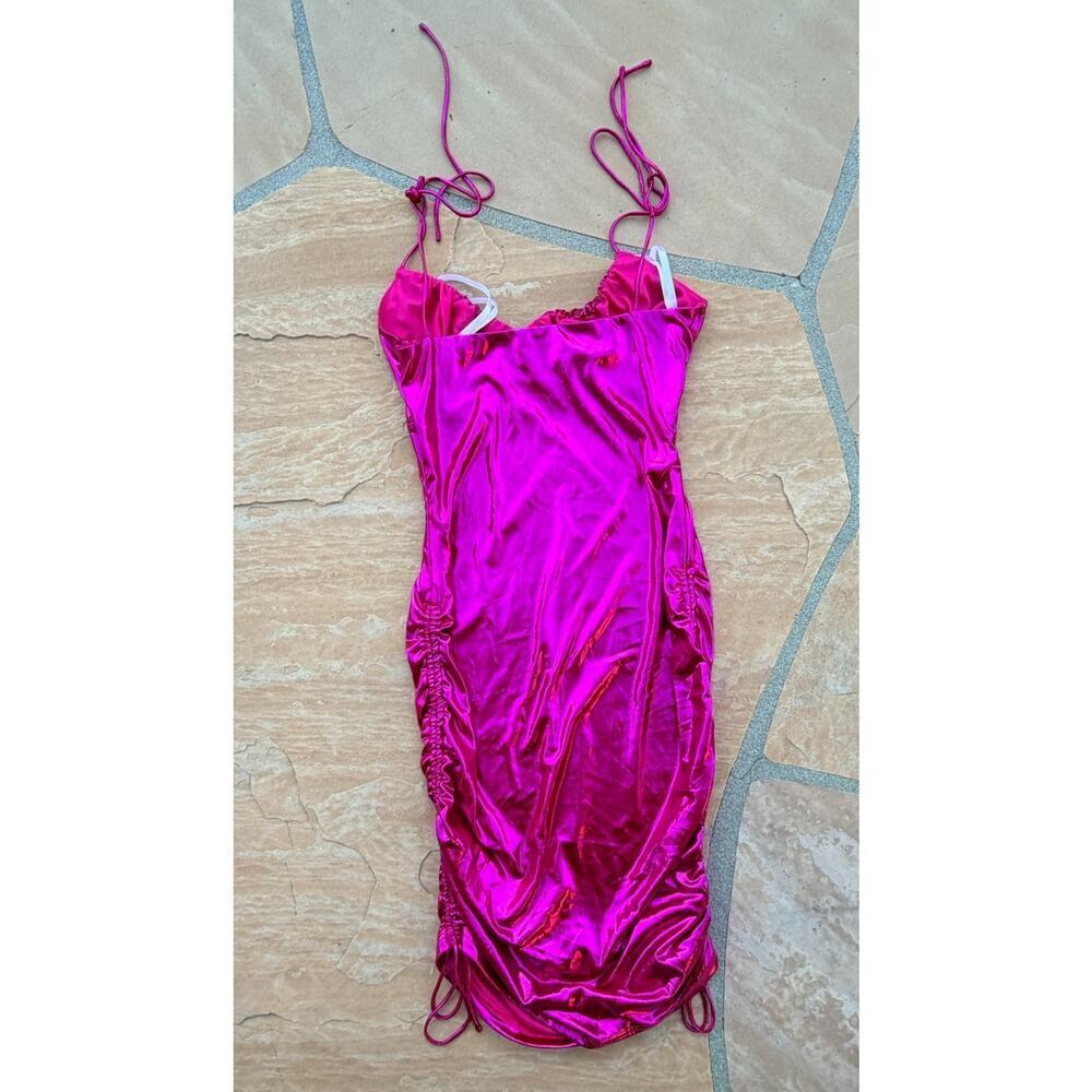 Superdown Manuela Ruched Mini Dress in Hot Pink Medium - Picture 4 of 4